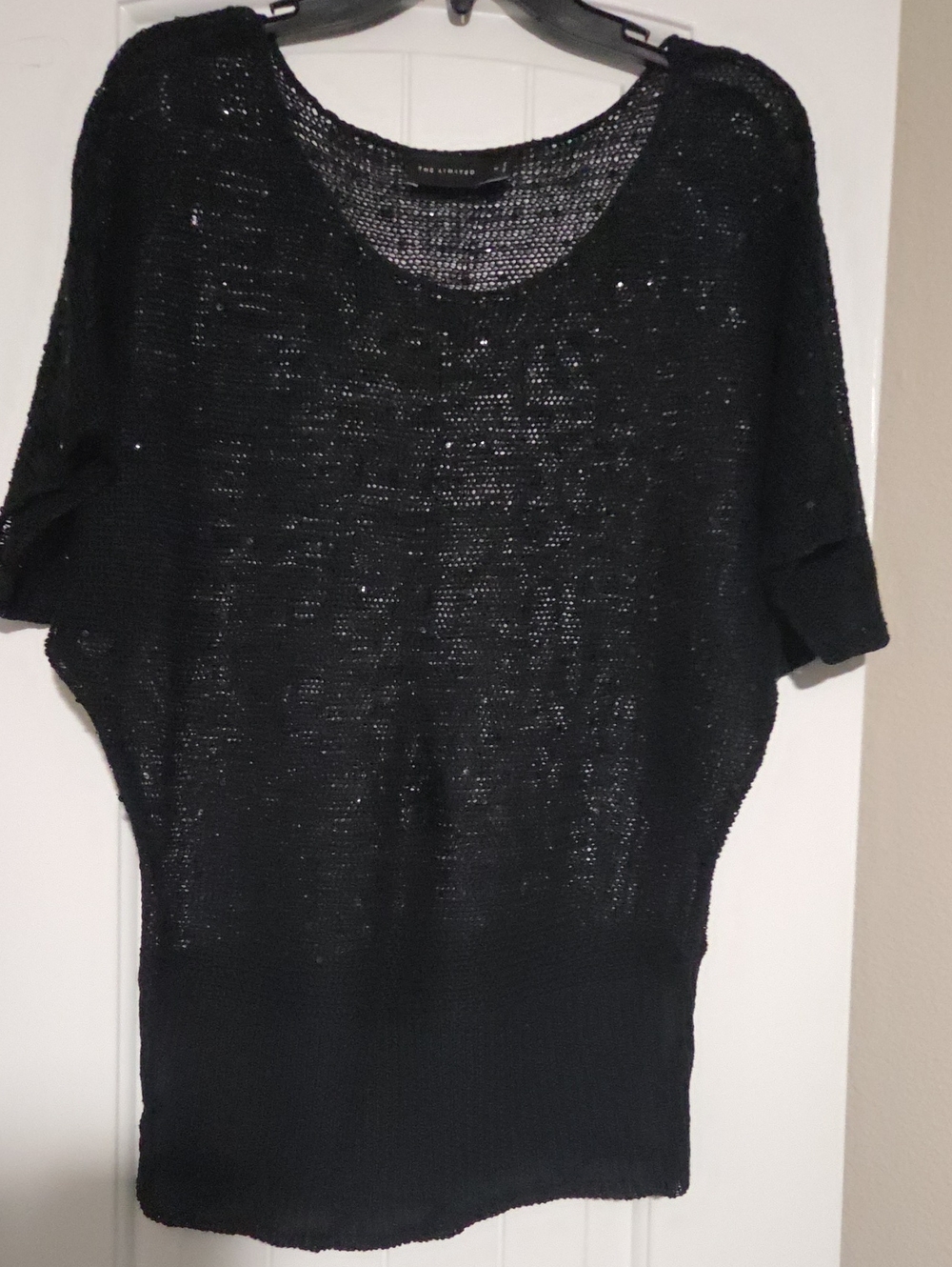 The Limited Black Open Knit Dolman Sweater Top